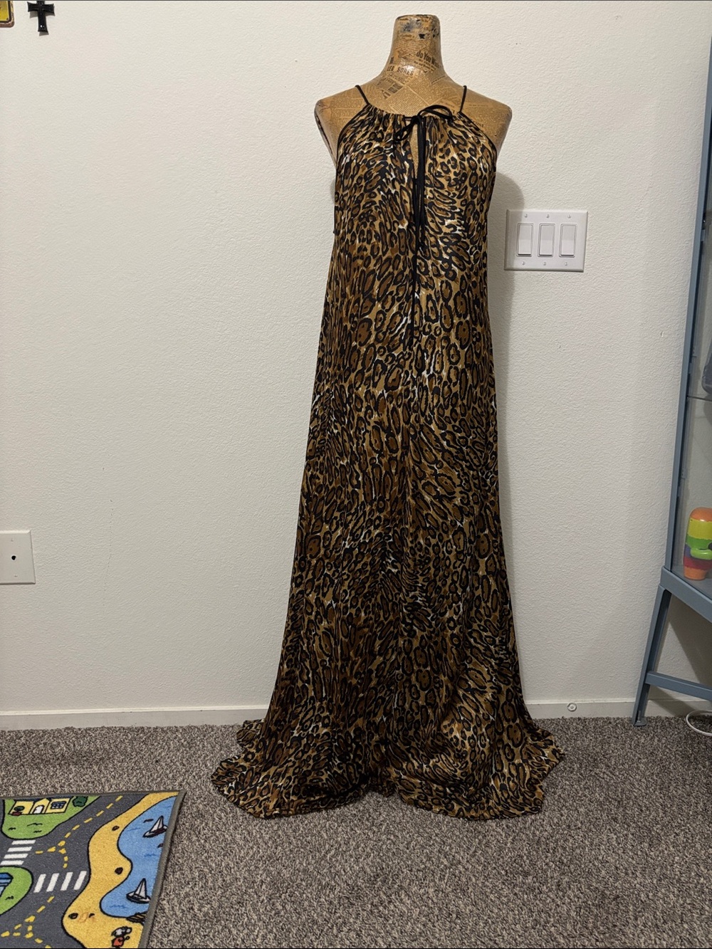 Cattani of California leopard nightgown m/l long maxi vintage boho animal print